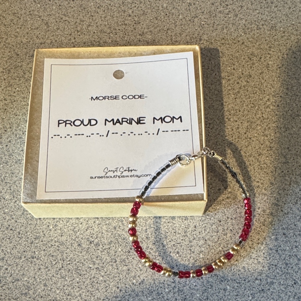 Marine Mom Morse Code Bracelet